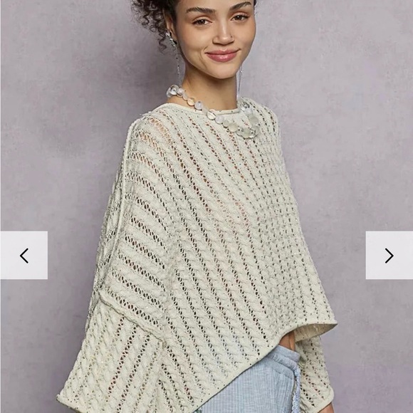 POL SKYLINE shimmer cableknit cropped sweater in ivory womens medium NEW - Picture 5 of 7